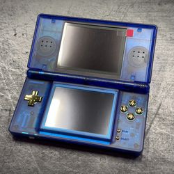 Custom Translucent Blue and Gold Nintendo DS Lite
