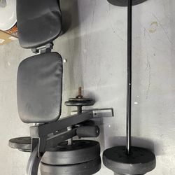 Weight Bench with Extra Bar and discs