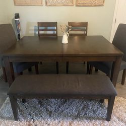 table chairs and bench