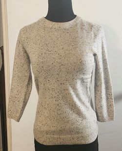 Talbots Petites Pure Cashmere Crewneck Sweater, Gray Speckled With Black, Size P