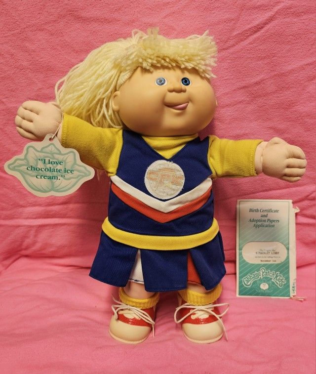 Vintage First Edition Poseable Cabbage Patch Cheerleader Doll All Original Outfit & Paperwork