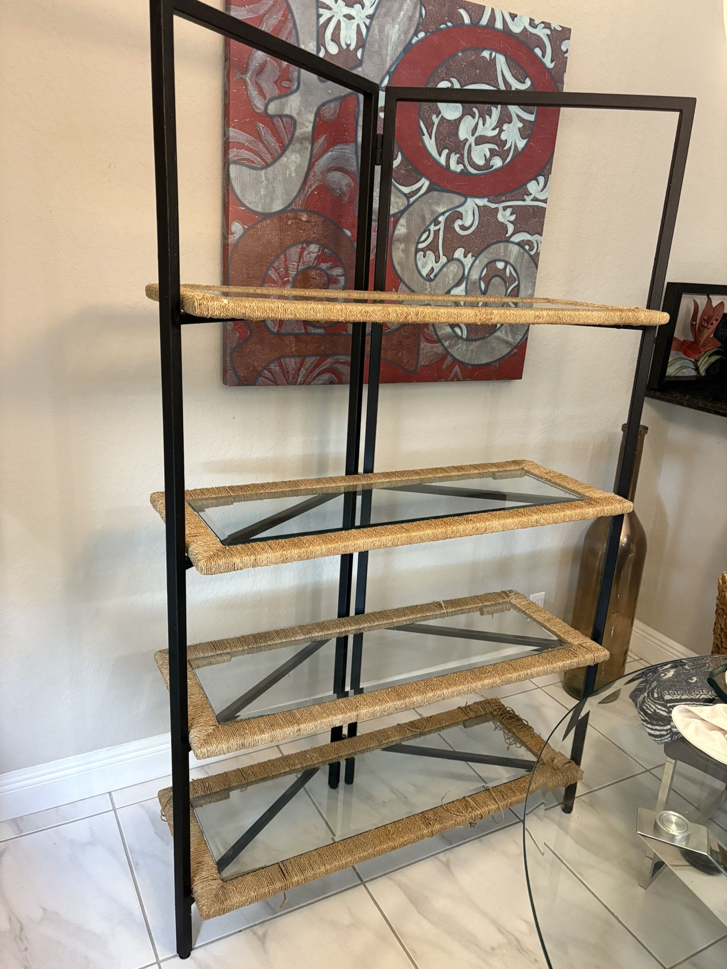 Black Metal & Rope Shelving Unit