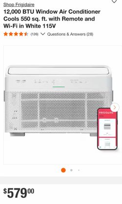 Shop Frigidaire 12,000 BTU Window Air Conditioner Cools 550 sq. ft. with Remote and Wi-Fi in White 115V