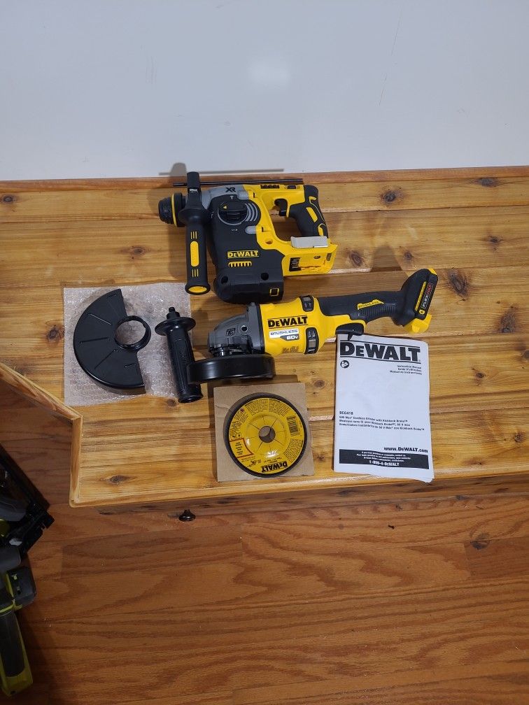Dewalt 60V Angle Grinder, 20V 'Max XR' 1" SDS Hammer