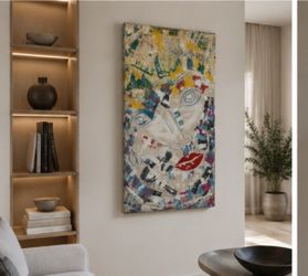 Original Large Abstract Portrait Painting – Modern Statement Artwork