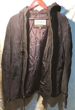M. Julian Wilson's Leather Experts Purple Suede Leather Hooded Full Zip 2XL