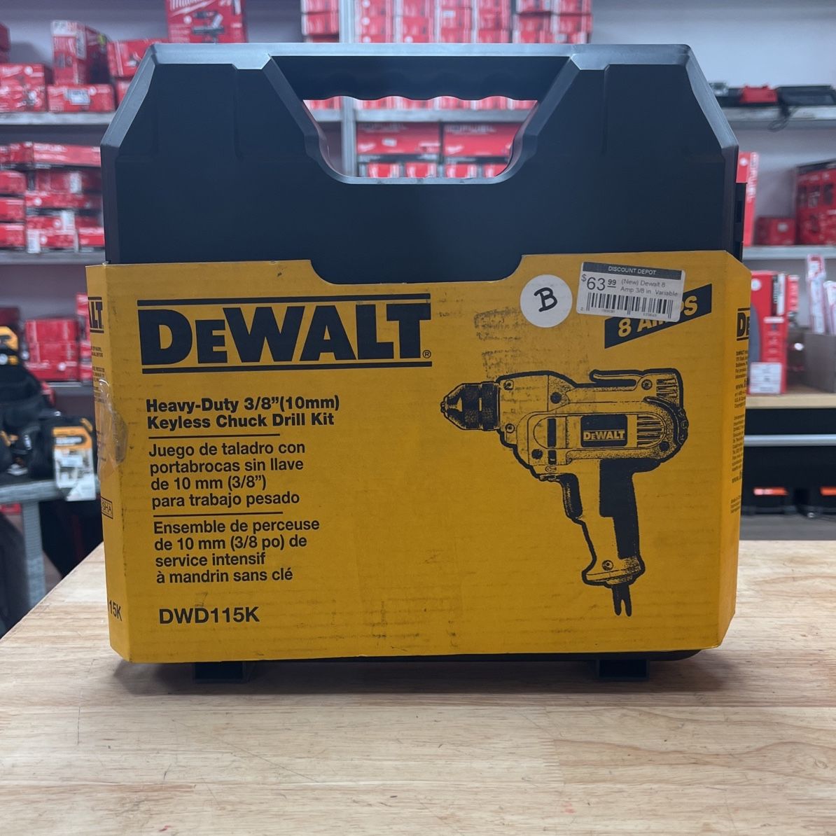 DEWALT 8 Amp 3/8 in. Variable Speed Reversing Mid-Handle Drill Kit with Keyless Chuck