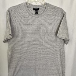 Forever 21 Size M Tee Black/Gray/White Stripes