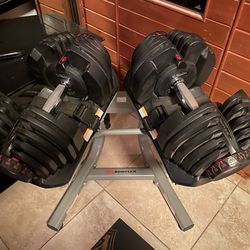Bow flex adjustable dumbbells with stand 1090series