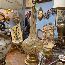 Vintage Gold Art Glass Lamp