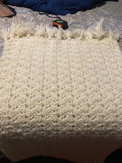 Vintage homemade crocheted Boho Hippie Shawl wrap with fringe 58”  long without fringe 17” wide  UP to $95. NOW $25