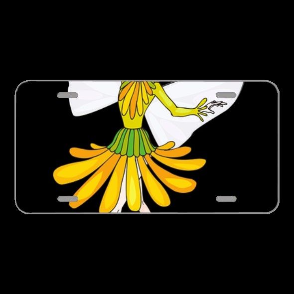 License Plate Novelty Car Front Fairy Flower Girl Wings Fantasy