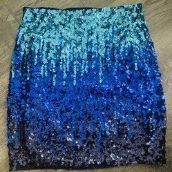 Womens Blue Sequin Mini Skirt  Size Medium 