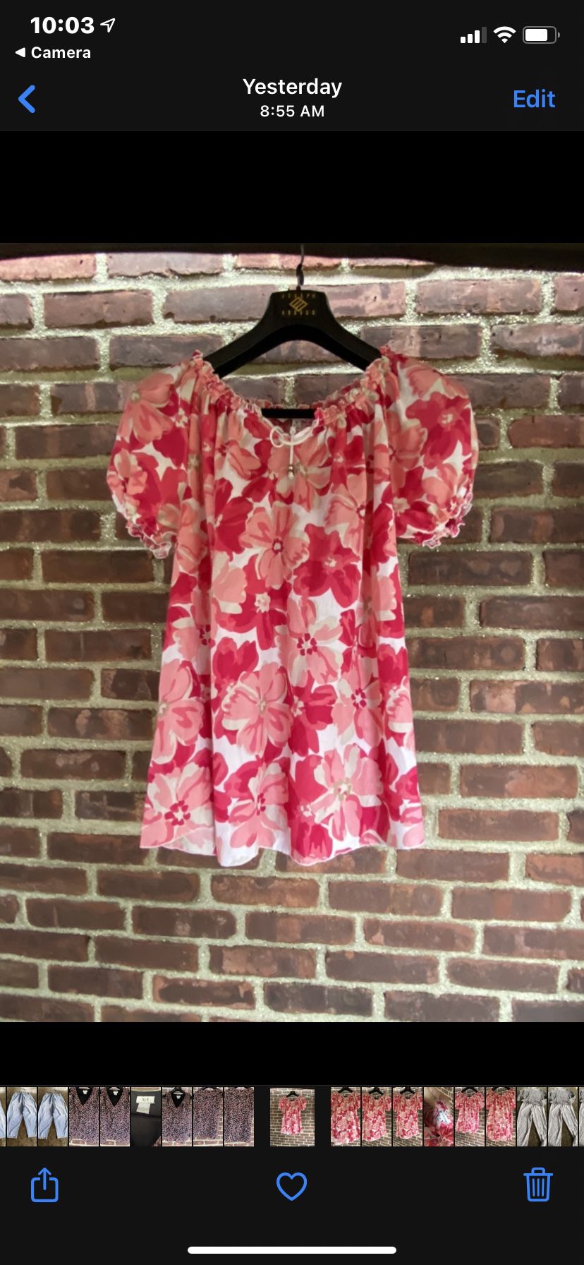 Like New !! CROFT & BARROW Womans Pink Medium Floral TUNIC TOP Blouse - Fits Size 14