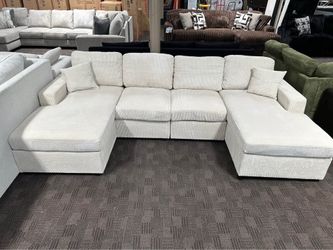 Cream double chaise comfy couch