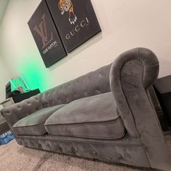 Chesterfield Gray Velvet Couch
