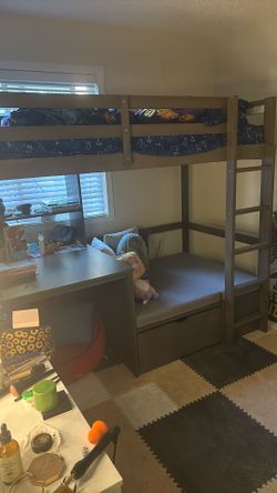 bunk bed/desk and couch