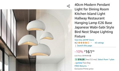 Modern Pendant Hanging Lamp  Japanese Wabi-Sabi Style Bird Nest Shape Lighting Fixture.  3 Sizes Available 