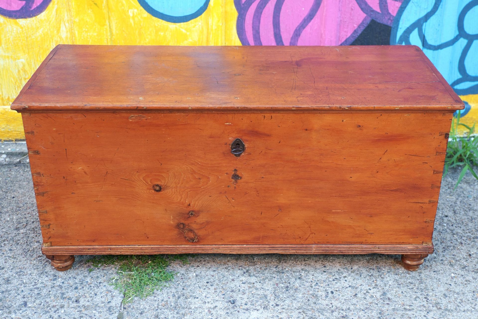 Antique Pine Chest – 1800s Trunk with Original Patina – 44” Wide