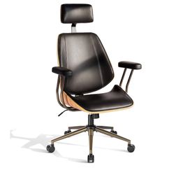 Faux leather executive chair, high-back with headrest