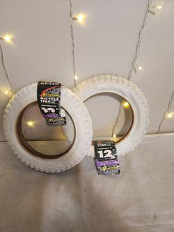 New Pair (2) X-Factor All-White Bicycle Tires 12.5" x 2.25"