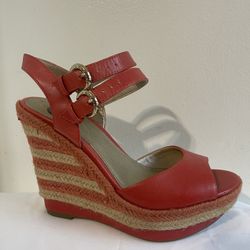Guess Orange Striped Wedges size 6.5