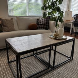 Stone Top Nesting Coffe Table 26” X 46” 