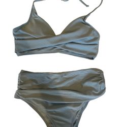 Pastel Blue Bikini - High Waisted Bottoms- (Size Medium) *Never Worn!!*