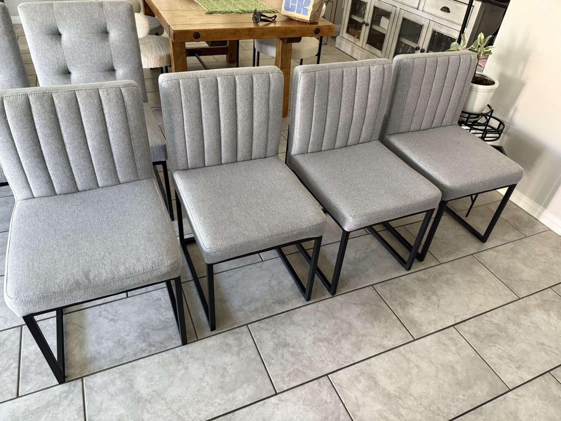 Modern Grey Upholstered chairs- almost New!