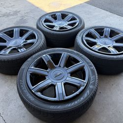 22” Escalade OEM Factory Black Wheels Tires Cadillac Compl