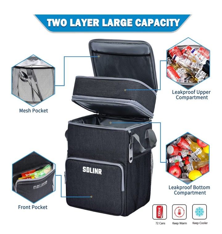 72-Can Large Rolling Cooler, Leakproof Insulated Soft Cooler Bag with Wheels and Handle Collapsible for Beach Camping Patio Travel Outdoor