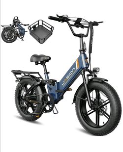 Jasion X-Hunter ST Electric Bike with Rear Basket, 750W Foldable Ebike with 48V 13AH Removable Battery, 20'' Fat Tire Electric Bicycles for Adults, Fu
