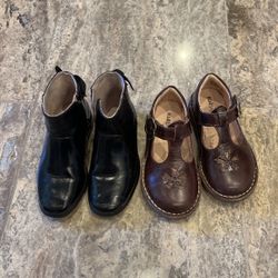 Zara Girls 2 Pairs Leather Shoes Boots Size 8-9 toddler 
