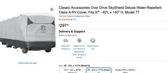 Over Drive SkyShield Deluxe Water-Repellent Class A RV Cover, Fits 37' - 40'L x 140" H, Model 7T