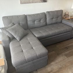 Modern 2-Piece Lounge Couch w/ Pull-Out Bed & Storage LIKE NEW – $900 OBO