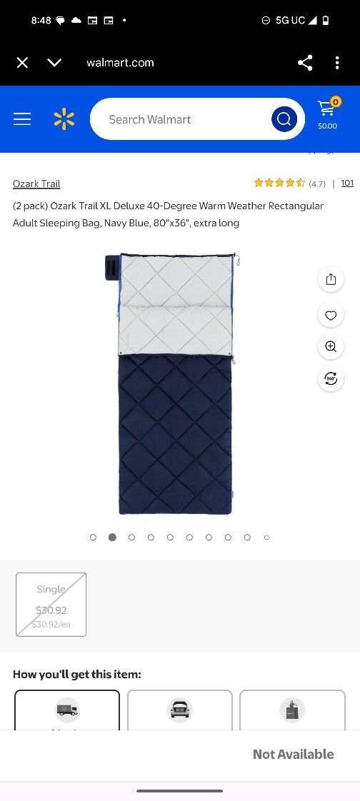 Ozark Trail XL Deluxe 40-Degree Cool Weather Adult Sleeping Bag