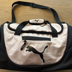 Puma Gym Duffel Bag Pink Black w/ Shoe Compartment Travel Sports 20x11 