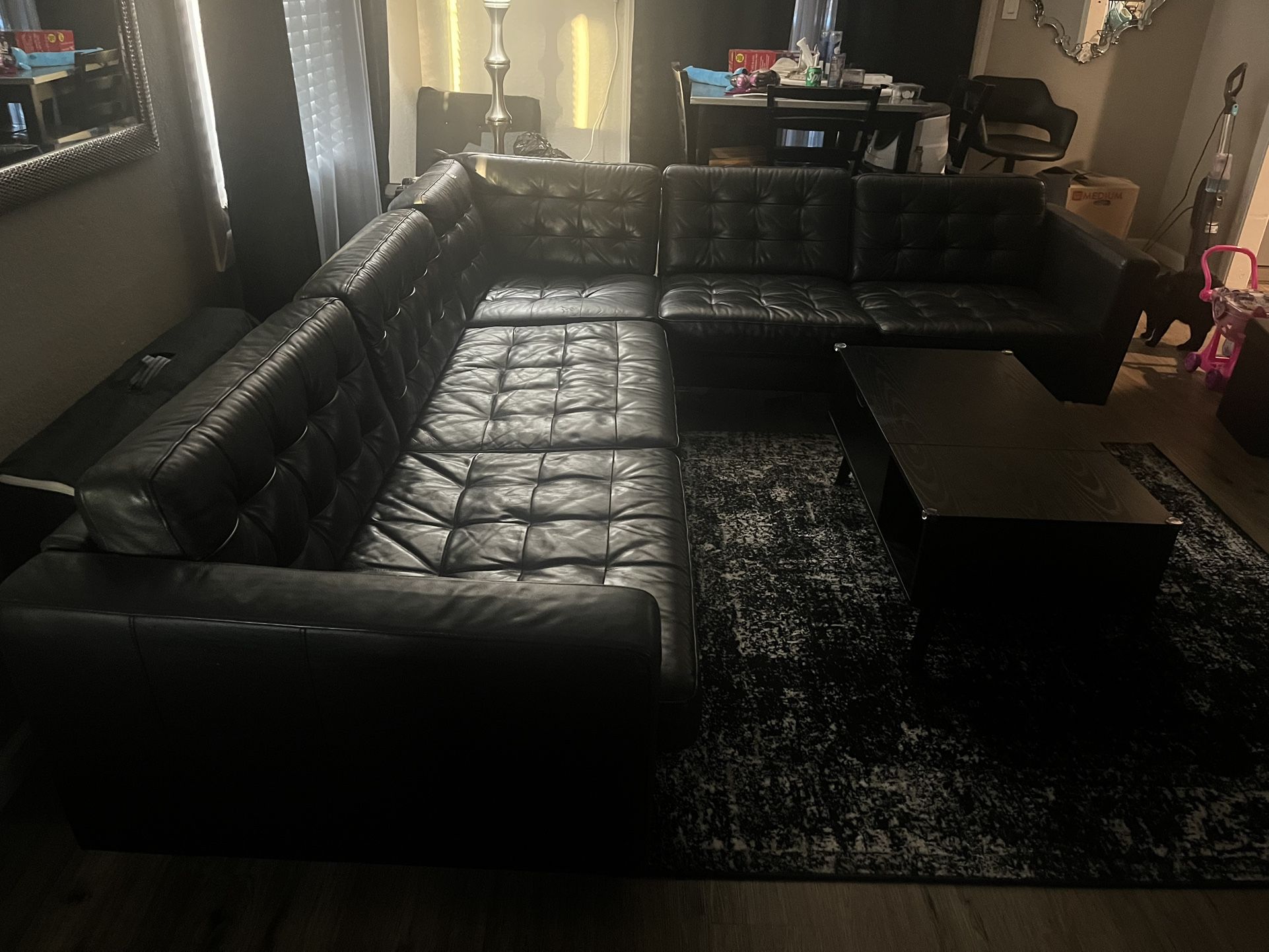 Black Leather Sectional