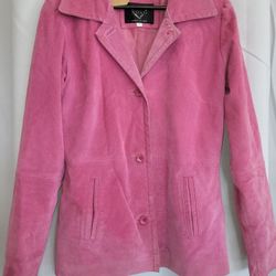 XOXO Pink Suede Leather Vintage Jacket, Size S