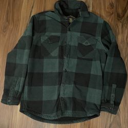 Freedom Foundry Mens Shirt Jacket Med Plaid Flannel Fleece Sherpa lining Black 