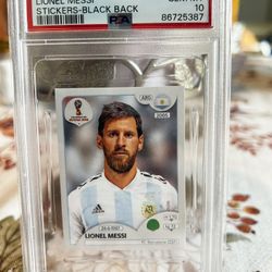 2018 Panini World Cup Lionel Messi Stickers Black Back #288 PSA 10 Argentina