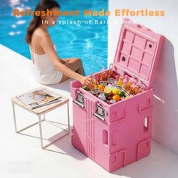 82QT Heavy Duty Cooler Chest & Insulated Food Carrier with Wheels, Front-Loading Catering Hot Box Food Warmer for 5 Full-Size Pans (NOT Included), Pin