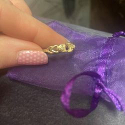 Gold Heart Accent Women's Ring - Elegant Gold Solid 14k with Diamonds