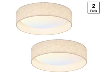 Flush Mount Ceiling Light with Linen Shade – 2 Pack