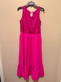Monroe & Main Hot Pink Lace Bodice Midi Dress