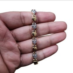 Vintage Gold Silver Bling Toned Heart Bracelet