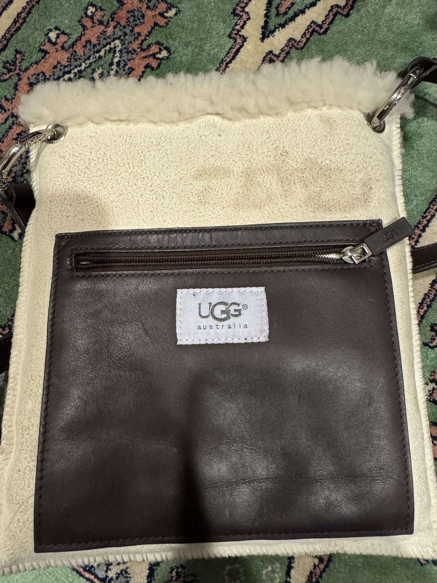 UGG Shearling Tan Suede Messenger Shoulder Bag