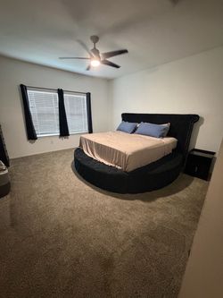 Black Velvet Round Bed Frame with Headboard