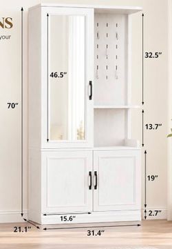 White Wardrobe Armoire with Mirror