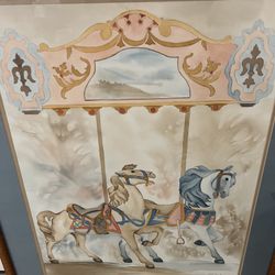 Beautiful framed carousel horse picture